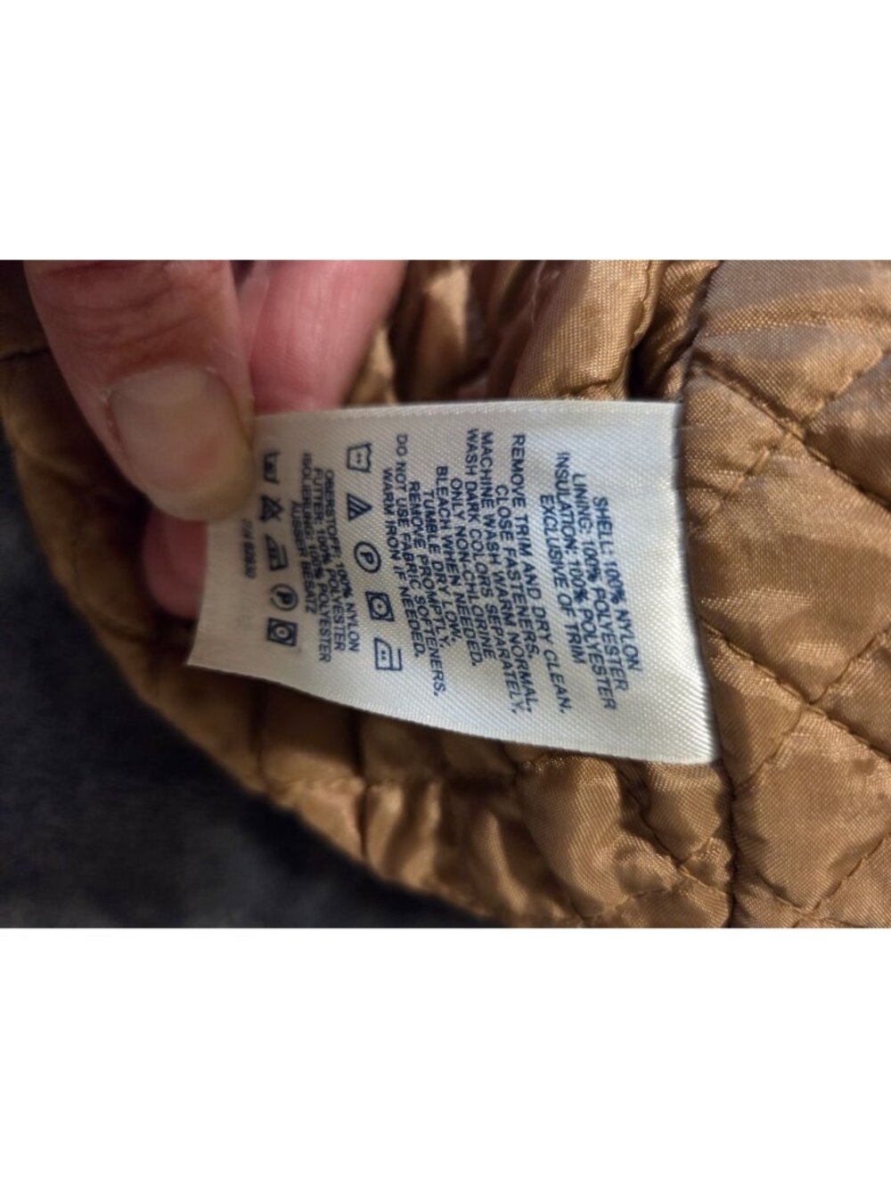 Lands End Womens Brown Parka Coat M 10-12 Faux Fur Collar Quilted Lining Nylon - Picture 7 of 10